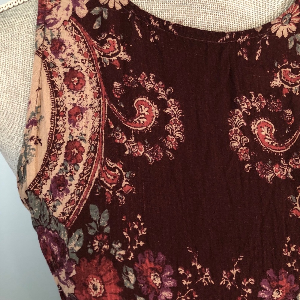 Free People Paisley Maroon Slip Dress - Picture 4 of 9
